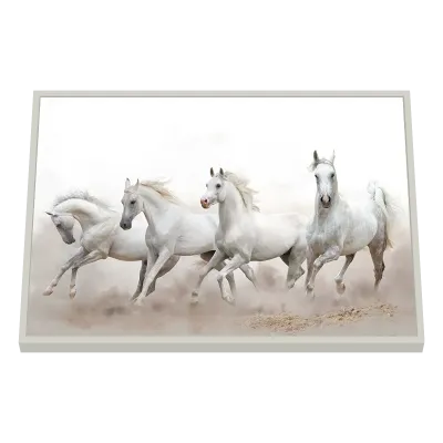 Quadro Decorativo Manada de Cavalos Brancos na Poeira