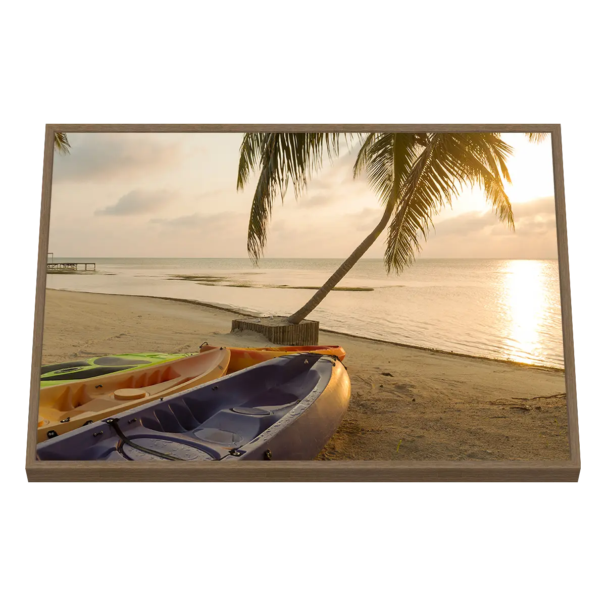 Quadro Decorativo Kayaks ao Pôr do Sol Tropical - BARCO-0004