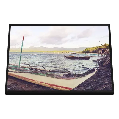 Quadro Decorativo Barcos Ancorados na Praia Tropical