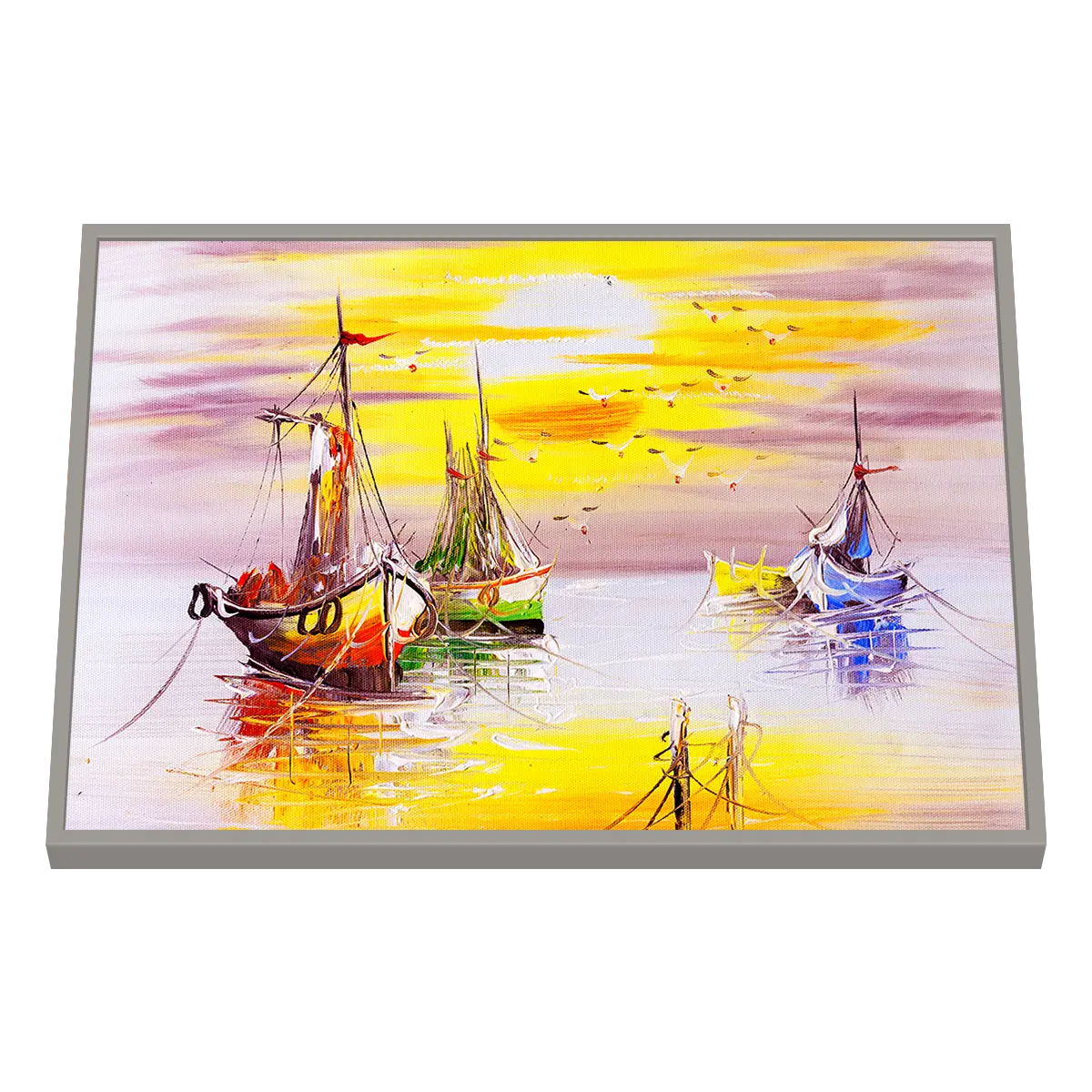 Quadro Decorativo Barcos ao Entardecer - BARCO-0081