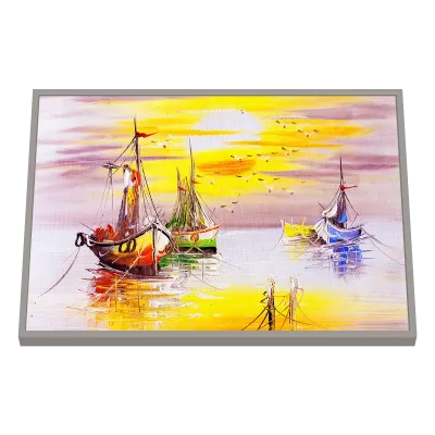 Quadro Decorativo Barcos ao Entardecer