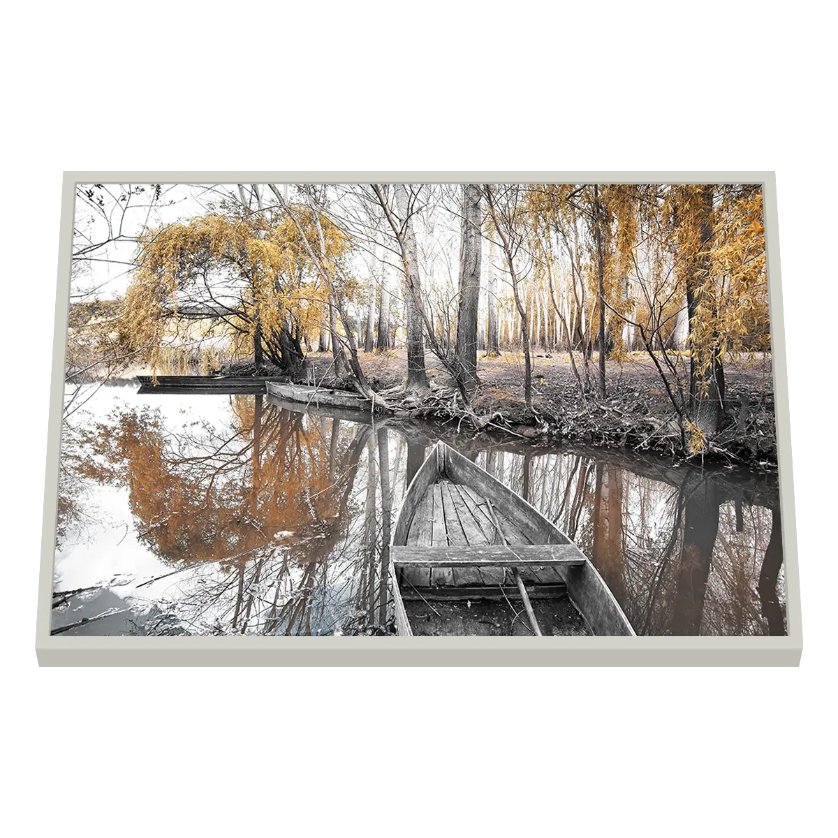 Quadro Decorativo Barco Reflejo Outonal - BARCO-0084