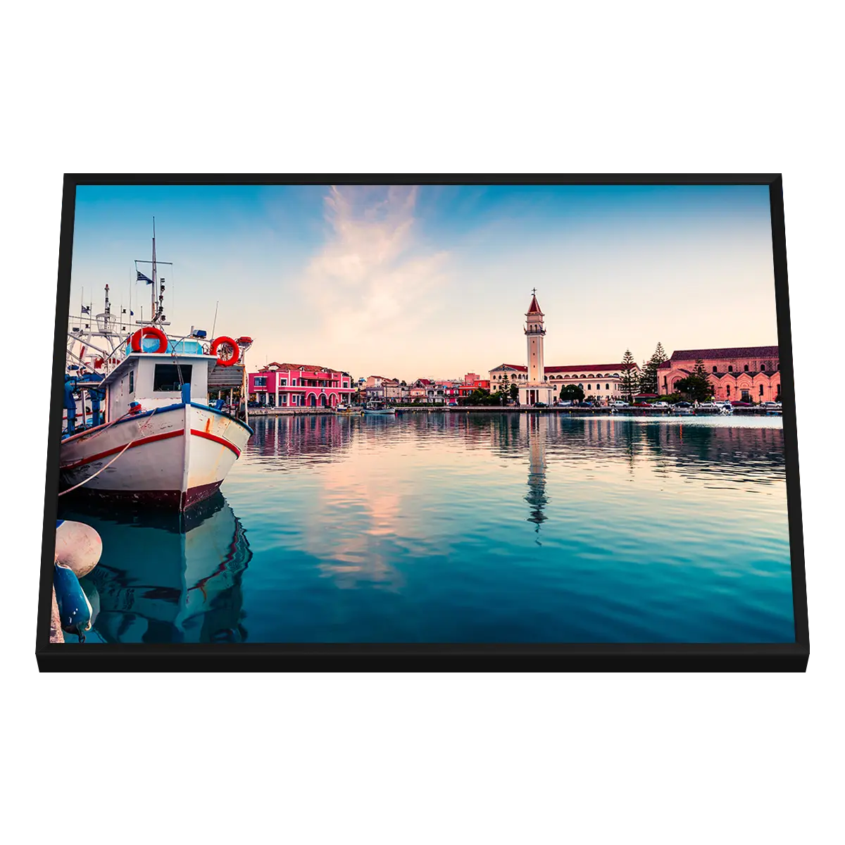 Quadro Decorativo Porto Mediterrâneo Encantado - BARCO-0095