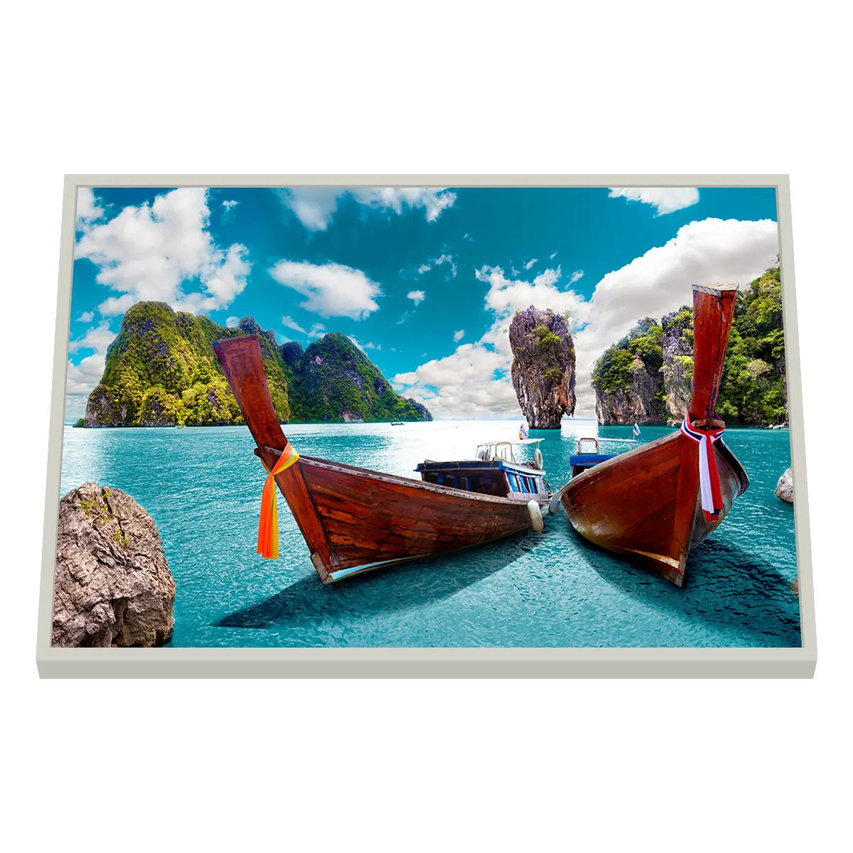 Quadro Decorativo Barcos Tailandeses em Águas Cristalinas - BARCO-0097