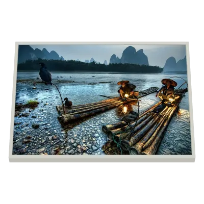 Quadro Decorativo Barcaças do Rio Li ao Amanhecer