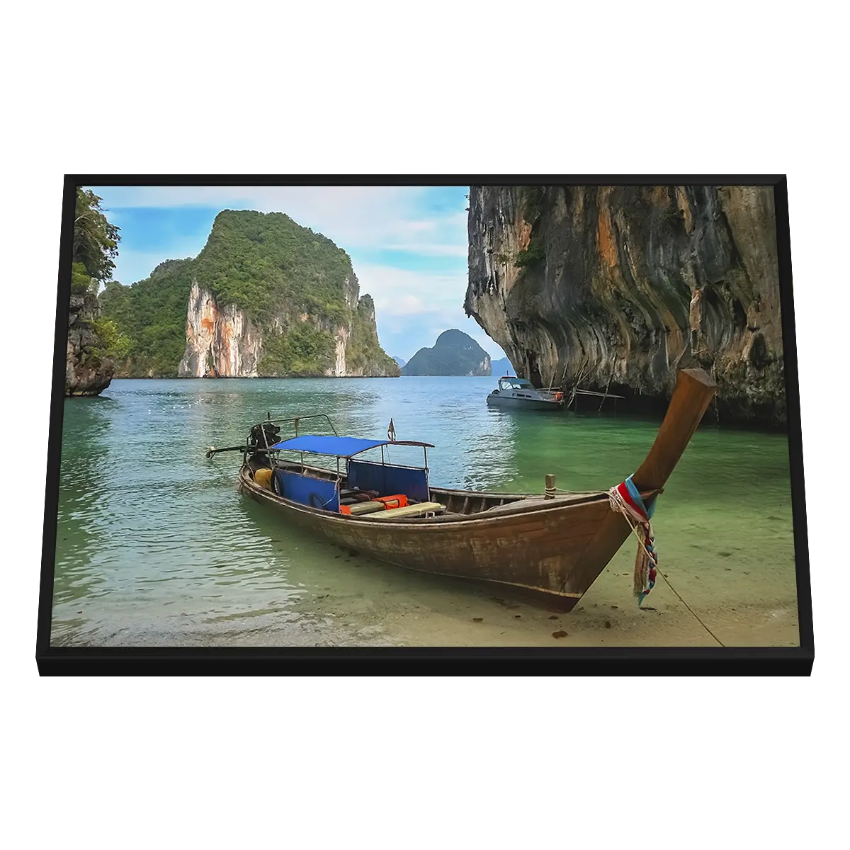 Quadro Decorativo Refúgio em Águas Turquesas - BARCO-0109