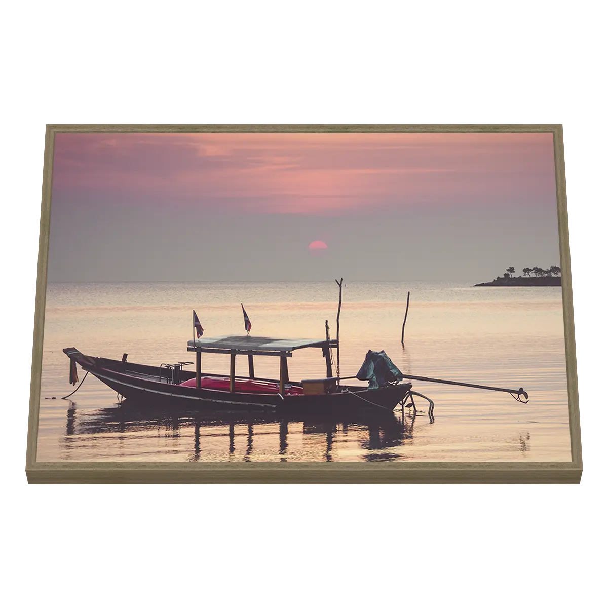 Quadro Decorativo Barco ao Amanhecer Tailandês - BARCO-0110