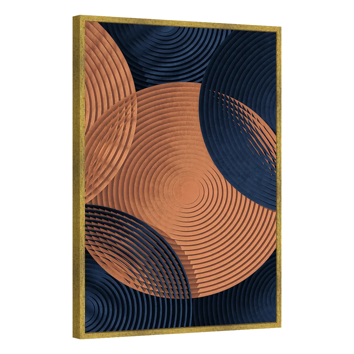 Quadro Decorativo Círculos em Harmonia Azul e Terracota - ABS-0032