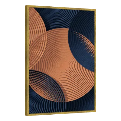 Quadro Decorativo Círculos em Harmonia Azul e Terracota