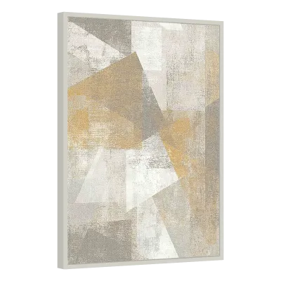 Quadro Decorativo Geometria Nobre Ouro e Cinza