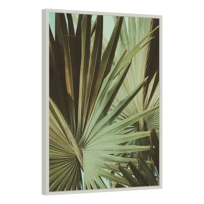 Quadro Decorativo Leques Naturais em Verde Vintage