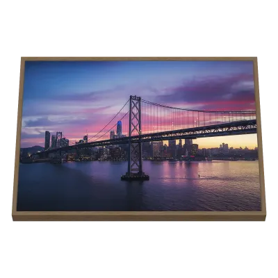 Quadro Decorativo Ponte Iluminada no Crepúsculo Violeta