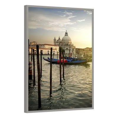 Quadro Decorativo Gôndolas no Canal Dourado