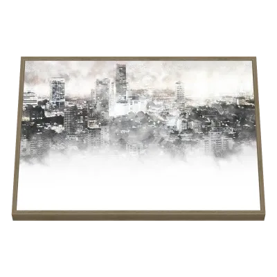 Quadro Decorativo Metrópole Entre Névoas Cinzentas