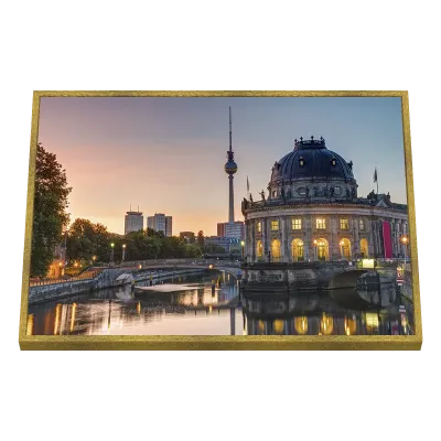 Quadro Decorativo Crepúsculo Dourado sobre o Rio