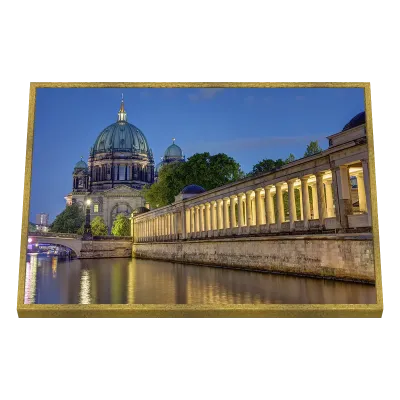 Quadro Decorativo Cúpulas Iluminadas na Penumbra Azul