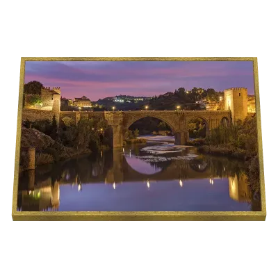 Quadro Decorativo Ponte Iluminada ao Crepúsculo