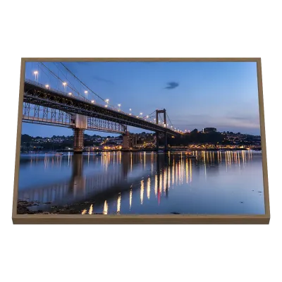 Quadro Decorativo Ponte Iluminada Reflexos Azuis