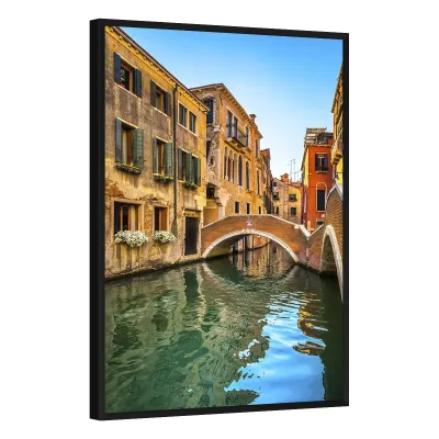 Quadro Decorativo Pontes sobre Canais Dourados
