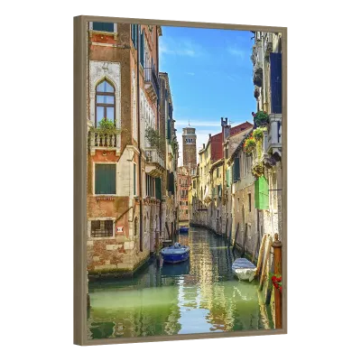 Quadro Decorativo Canal Veneziano com Torre Antiga