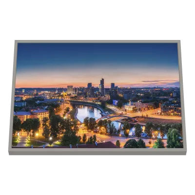 Quadro Decorativo Luzes Douradas da Metrópole ao Entardecer