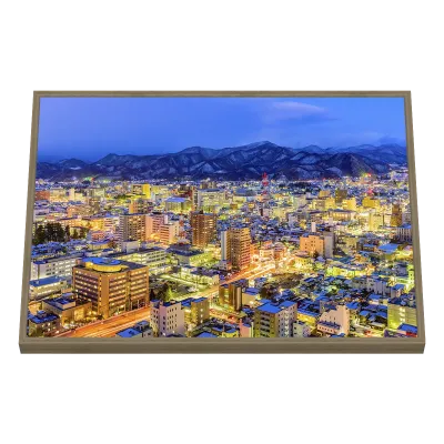 Quadro Decorativo Luzes Douradas da Metrópole Noturna