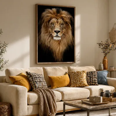 Quadro Decorativo Leão Majestoso Retrato